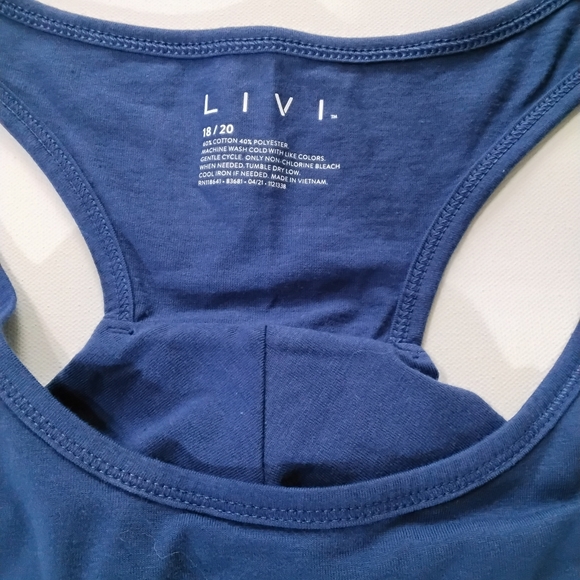 Livi Racerback Tank Top Womens Size 18/20 Blue Flare Hem - Picture 3 of 8